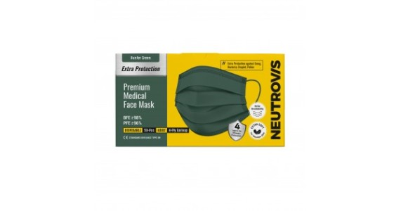 74384 Neutrovis (Hunter Green) Extra Protection Premium Medical 4ply Face Mask 50s