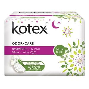 64577 Kotex Natural Care Over Night Wing Daun Sirih 32cm 12s