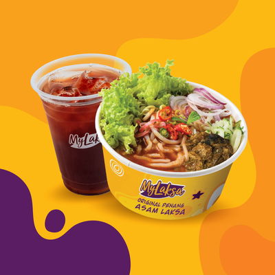Asam Laksa Fish Kaw Kaw With Drink