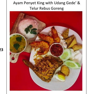 Ayam Penyet King With Udang Gede' & Telur Rebus Goreng