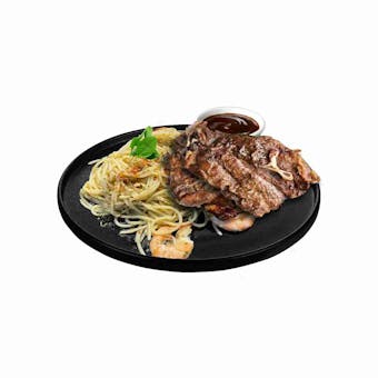 Spaghetti Aglio Olio Lamb Grill