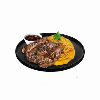Spaghetti Salted Egg Lamb Grill