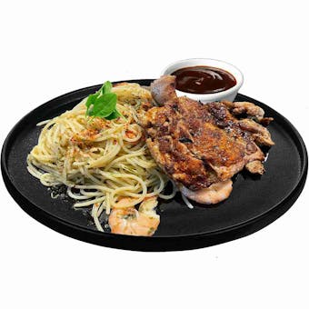 Spaghetti Aglio Olio Chicken Grill
