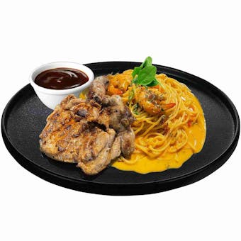 Spaghetti Salted Egg Chicken Grill