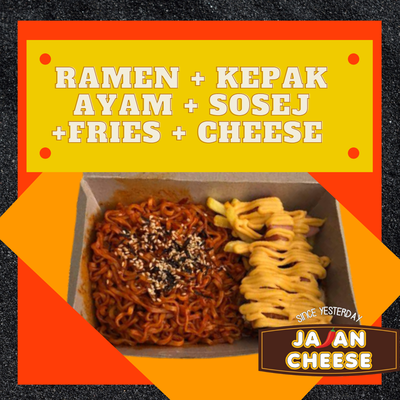 Ramen + Kepak Ayam + Sosej + Fries + Cheese