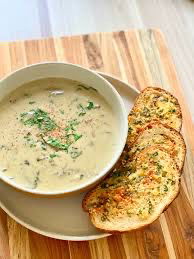Mushroom Soup + Garlic Bread