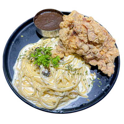 Spaghetti Carbonara Chicken Chop